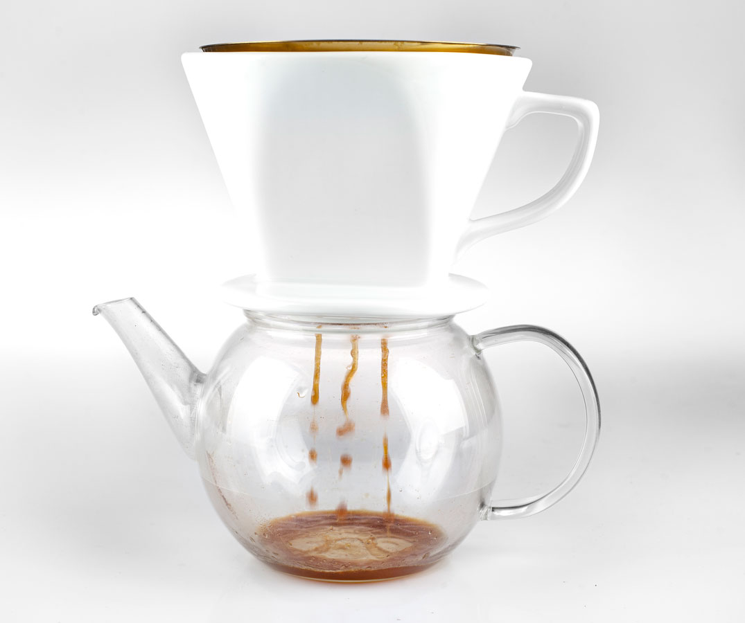 Filter holder on glass pot